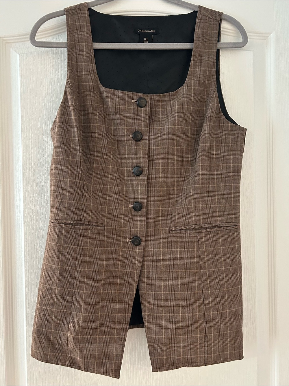 Catherine Malandrino Brown Plaid Sleeveless Shift Dress